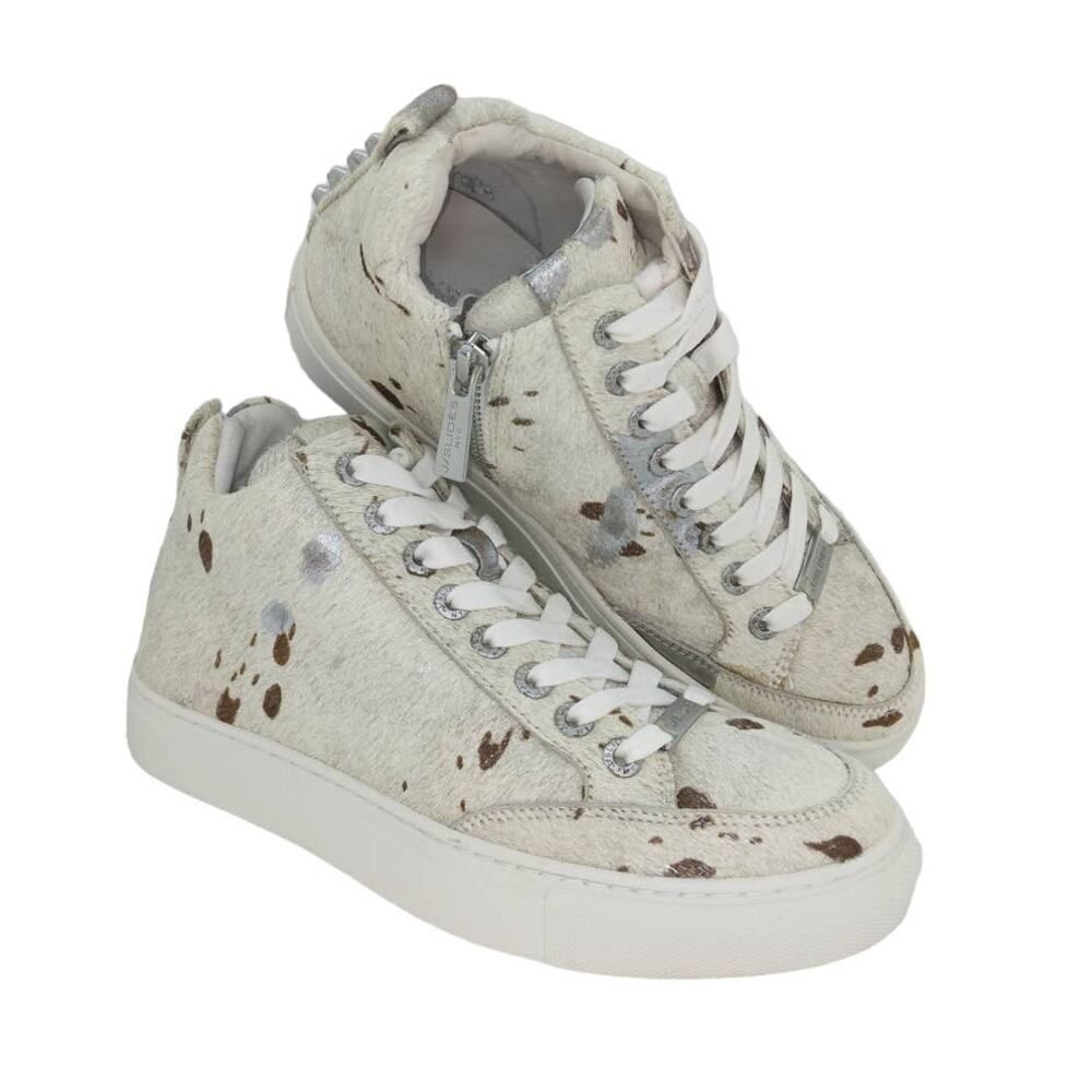 JSLIDES Designer Womens Dyed Calf Hair & Leather Sneakers - sz. 5 1/2M